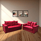 Conjunto de Sofá 3 e 2 Lugares Malu Estofados Delta - Vermelho Conjunto de Sofá 3 e 2 Lugares Malu Estofados Delta - Vermelho