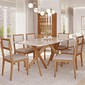 Conjunto Mesa 6 Cadeiras Cimol Cacau 180cm Madeira/Off White/Linho Bege