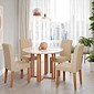 Conjunto Mesa 4 Cadeiras Cimol Flora Redonda 109cm com Vidro Cadeira Maia - Cinamomo/Off White/Gengibre