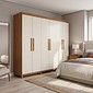 Guarda-roupa Portugal 100% MDF 6 Portas Prime Cinamomo/Arena Off White Imop