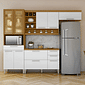Cozinha Completa 100% MDF 4 Peças Nesher Burguesa Premium - Freijó/Branco Cozinha Completa 100% MDF 4 Peças Nesher Burguesa Premium - Freijó/Branco