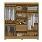 Guarda Roupa Casal Valênça 6 Portas Ripado com Espelho Freijo/Off White Moval Guarda Roupa Casal Valênça 6 Portas Ripado com Espelho Freijo/Off White Moval