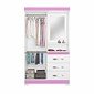Guarda Roupa Solteiro Com Espelho NT5170 Branco/Rosa - Notável Guarda Roupa Solteiro Com Espelho NT5170 Branco/Rosa - Notável
