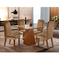 Conjunto Mesa Prada 90x90  com 4 Cadeiras Tampo Vidro LJ Móveis Castanho/Cinamomo Conjunto Mesa Prada 90x90  com 4 Cadeiras Tampo Vidro LJ Móveis Castanho/Cinamomo