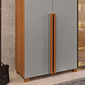 Guarda Roupa 6 Portas Modernita Reflecta com LED Duplex Casal Bom Pastor - Nogal/Bege-acinzentado