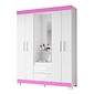 Guarda-roupa Solteiro NT6055 com Espelho 4 Portas 138,5cm Notável - Branco Fosco - Br/Rsfle
