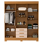 Guarda-Roupa com Espelho Debora 6 Portas 100% MDF Cinamomo/Off White - Acp Móveis Guarda-Roupa com Espelho Debora 6 Portas 100% MDF Cinamomo/Off White - Acp Móveis