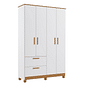 Guarda Roupa 4 Portas Infantil Jujuba 100% MDF Permóbili - Branco/Nature