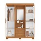 Guarda-roupa Solteiro NT6055 com Espelho 4 Portas Notável - Freijo