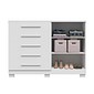 Cômoda Bella 5 Gavetas 2 Portas 136cm MDF com Rodízios ACP - Branco