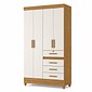 Guarda-roupa Sobral Solteiro 4 Portas 4 Gavetas com Chave Moval - Freijo/Off White