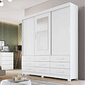 Guarda Roupa Casal com Espelho 3 Portas 9 Gavetas Buriti Branco - Novo Horizonte Guarda Roupa Casal com Espelho 3 Portas 9 Gavetas Buriti Branco - Novo Horizonte