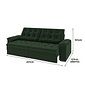 Sofá Retrátil e Reclinável 3 Lugares Columbus Verde 217 cm