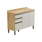 Balcão de Cozinha com Tampo 3 Portas 2 Gavetas em MDF Ronipa Chardonnay Amendoa/Off White Balcão de Cozinha com Tampo 3 Portas 2 Gavetas em MDF Ronipa Chardonnay Amendoa/Off White