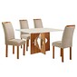 Conjunto Mesa Milão 120X80 com Vidro e 4 Cadeiras Londres Cinamomo/Off White - Cel Móveis Conjunto Mesa Milão 120X80 com Vidro e 4 Cadeiras Londres Cinamomo/Off White - Cel Móveis