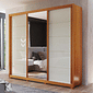 Guarda-Roupa Big 2.7 Anna Euro 100% MDF, com Espelho, 3 portas de correr, Nature/Off White - Bom Pastor