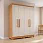 Guarda-Roupa Solteiro 100% MDF 4 Portas Sergipe Nature/Off White - Bianchi Guarda-Roupa Solteiro 100% MDF 4 Portas Sergipe Nature/Off White - Bianchi