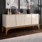 Buffet 4 Portas 168cm com Pés em Madeira Amalfi Off White/Madero Canela - Lukaliam Buffet 4 Portas 168cm com Pés em Madeira Amalfi Off White/Madero Canela - Lukaliam