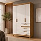 Guarda-roupa Sobral Solteiro 4 Portas 4 Gavetas com Chave Moval - Freijo/Off White