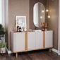 Buffet para Sala 4 Portas em MDF Eva Cimol Off White com Nature Buffet para Sala 4 Portas em MDF Eva Cimol Off White com Nature