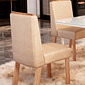 Conjunto Mesa Jantar 100% MDF Scott 90x90 com 4 cadeiras Nature/Off White/Linho3025 - Bom Pastor