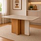 Mesa Lopas Astrid 160x80 com Vidro Amendoa Clean - Off White