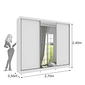 Guarda-Roupa Casal 100% MDF Com Espelho 3 Portas de Correr 6 Gavetas Tcil Móveis Milão Branco Guarda-Roupa Casal 100% MDF Com Espelho 3 Portas de Correr 6 Gavetas Tcil Móveis Milão Branco