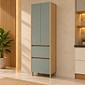 Paneleiro Nesher 2 Portas 2 Gavetas Rainha 70cm Naturale/Verde