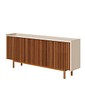Buffet Dune 4P 1.8m Ripado Imcal Off WHite 4 Portas Fecho Toque Madeira Maciça Gaveta Interna Dobradiças Amortecedor
