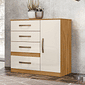 Cômoda para Quarto Com 4 Gavetas 1 Porta Moval Vênus Freijó/Off white Cômoda para Quarto Com 4 Gavetas 1 Porta Moval Vênus Freijó/Off white