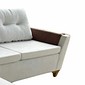 Sofá Chaise Living Bari com Deck Tecido Boucle Bege Detalhe em Couro - Malu Estofados
