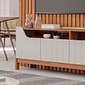 Rack com Painel 2.3 Ripado para TV 75 Polegadas 100% MDF Permóbili Moema Off White/Cinamomo Rack com Painel 2.3 Ripado para TV 75 Polegadas 100% MDF Permóbili Moema Off White/Cinamomo