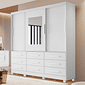 Guarda-Roupa Casal 100% MDF Athenas com Espelho 3 Portas 9 Gavetas Branco - Bianchi Guarda-Roupa Casal 100% MDF Athenas com Espelho 3 Portas 9 Gavetas Branco - Bianchi