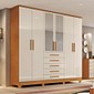 Guarda-Roupa Casal Com Espelho 6 Portas em MDF Bianchi Clara Naturall/Off White Guarda-Roupa Casal Com Espelho 6 Portas em MDF Bianchi Clara Naturall/Off White