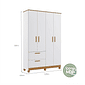 Guarda Roupa 4 Portas Infantil Jujuba 100% MDF Permóbili - Branco/Nature