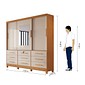 Guarda-Roupa Casal 100% MDF Athenas com Espelho 3 Portas 9 Gavetas Nature/Off White - Bianchi