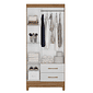 Guarda-Roupa Solteiro 3 Portas 2 Gavetas Lima Naturale/Branco - Moval Guarda-Roupa Solteiro 3 Portas 2 Gavetas Lima Naturale/Branco - Moval