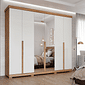 Guarda-Roupa Casal com Espelho 6 Portas em MDF Panan Móveis Guarapari Cinamomo/Off White Guarda-Roupa Casal com Espelho 6 Portas em MDF Panan Móveis Guarapari Cinamomo/Off White