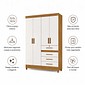 Guarda-roupa Sobral Solteiro 4 Portas 4 Gavetas com Chave Moval - Freijo/Off White