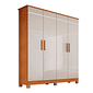 Guarda-Roupa Solteiro Em MDF 4 Portas Bianchi Nina Nature/Off White Guarda-Roupa Solteiro Em MDF 4 Portas Bianchi Nina Nature/Off White