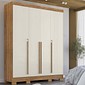 Guarda-roupa Casal Domus 4 Portas de Abrir e 3 Gavetas Rud Rack - Cedro/Areia