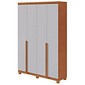 Guarda-roupa 4 Portas Abrir 2 Gavetas Lopas Alonzo 100% MDF Com Pés  - Amendoa Clean/Off White