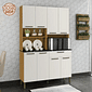 Armário de Cozinha Kit 8 Portas 1 Gaveta em MDF Ronipa Tannat Amendoa/Off White Armário de Cozinha Kit 8 Portas 1 Gaveta em MDF Ronipa Tannat Amendoa/Off White