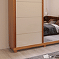 Guarda-Roupa Anna Euro 100% MDF, com Espelho, 3 portas de correr, Nature/Off White - Bom Pastor