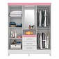 Guarda-Roupa Solteiro Com Espelho Capelinha Pérsia Branco/Rosa Flex  - Demobile Guarda-Roupa Solteiro Com Espelho Capelinha Pérsia Branco/Rosa Flex  - Demobile
