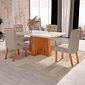 Conjunto Mesa Space  120x80 Tampo de Vidro com 04 cadeiras Fly Luxo Nature/Off White - Bom Pastor  Conjunto Mesa Space  120x80 Tampo de Vidro com 04 cadeiras Fly Luxo Nature/Off White - Bom Pastor