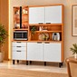 Kit Cozinha Murano 7 Portas 2 Gavetas Poliman 182cm - Freijo/Off Acetinado