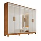 Guarda-Roupa Casal Com Espelho Em MDF 6 Portas Bianchi Nina Naturall/Off White Guarda-Roupa Casal Com Espelho Em MDF 6 Portas Bianchi Nina Naturall/Off White