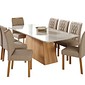 Sala de Jantar Mesa Helena com 8 Cadeiras Juliana  100% MDF 210X100 Retangular Cinamomo/Off White - Cimol