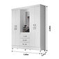 Guarda Roupa Solteiro 4 Portas com Espelho 3 Gavetas Capri Branco/Rosa - Moval Guarda Roupa Solteiro 4 Portas com Espelho 3 Gavetas Capri Branco/Rosa - Moval